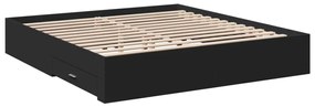 Estrutura de cama c/ gavetas 200x200 cm derivados madeira preto