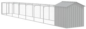Casota para cães com telhado aço galvanizado cinzento-claro