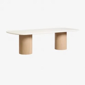 Mesa De Jardim Retangular Em Cimento E Madeira De Acácia Sharpay 270 X 110 Cm - Sklum