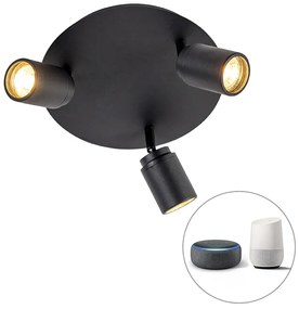 LED Foco de teto inteligente para casa de banho preto IP44 incl. 3 GU10 wifi - Ducha Moderno