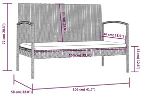 8 pcs conjunto lounge de jardim c/ almofadões vime PE cinzento
