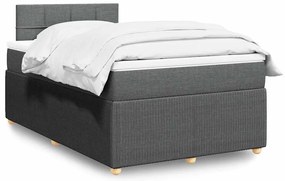 Cama boxspring com colchão 120x190 cm tecido cinzento-escuro