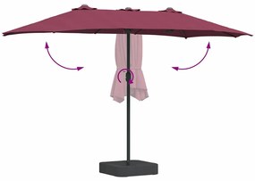 Guarda-sol de Jardim Vermelho bordô 385 x 209 x 244 cm tecido