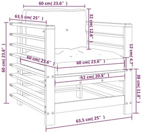 Cadeiras de jardim c/ almofadões 2 pcs pinho impregnado