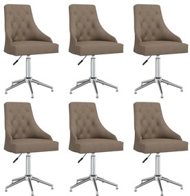 vidaXL Cadeiras de jantar giratórias 6 pcs tecido cinzento-acastanhado