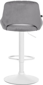 Banco alto Milet em veludo com estrutura branca 85-106 x 47 x 48 cm Cinzento