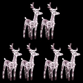 vidaXL Renas de Natal 6 pcs 240 luzes LED acrílico branco quente