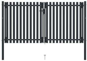 vidaXL Portão de cerca de porta dupla em aço 300x150 cm antracite