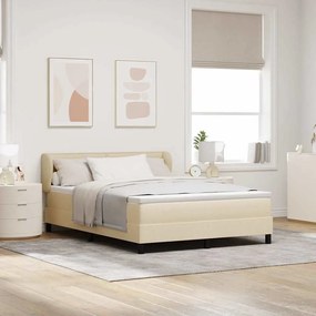 Cama Box Spring vidaXL com Colchão Creme 140x200 cm Tecido