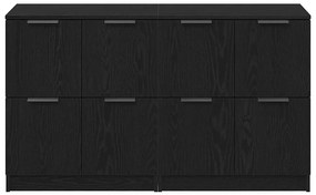 Buffets 2 pcs Madeira de Carvalho Preto 60x30x70 cm Madeira Engenharia