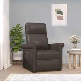 vidaXL Poltrona elevatória couro artificial castanho