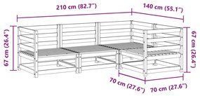 4 pcs conjunto sofás de jardim madeira de pinho impregnada