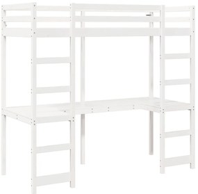 Cama alta sem colchão 80x200 cm pinho maciço branco