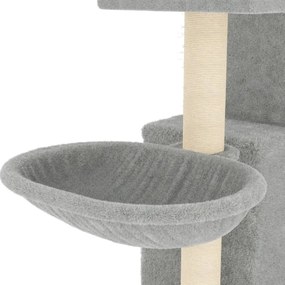 Árvore p/ gatos c/ postes arranhadores sisal 83 cm cinza-claro