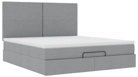 Estrutura cama otomana colchão 160x200 cm tecido cinzento claro