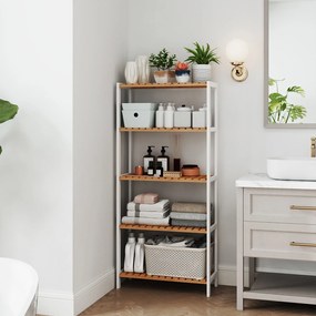 Estante para arrumação de bambu 26 x 60 x 130 cm branca