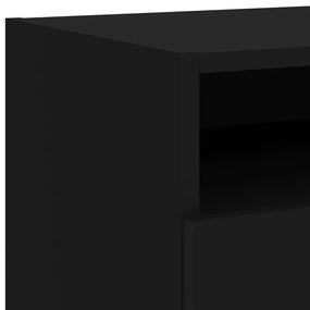 Mesa de cabeceira com luzes LED 40x39x37 cm preto