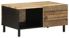 vidaXL Mesa de centro 80x50x40cm madeira mangueira áspera maciça preto