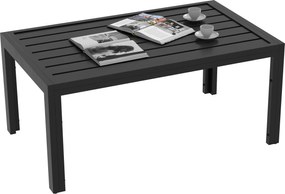 Outsunny Mesa de Centro de Jardim Retangular com Estrutura em Aço Galvanizado para Pátio Terraço 101,5x61x46 cm Preto | Aosom Portugal