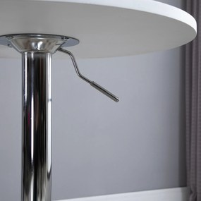 Mesa de bar ajustável em altura com base redonda e antideslizante para cozinha sala de jantar Ø60x69-93 cm Branco