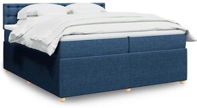 vidaXL Cama com molas/colchão 200x200 cm tecido azul
