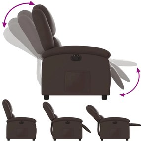 Poltrona reclinável elétrica couro artificial castanho