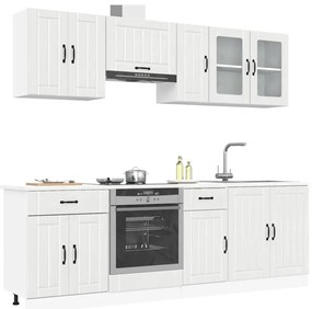 vidaXL 8 peças armário de cozinha conjunto Kalmar branco brilhante
