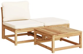6 pcs conjunto lounge jardim c/almofadões madeira maciça acácia