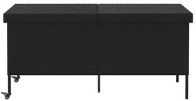 Caixa de arrumação jardim com rodas 160x55x75 cm vime PE preto