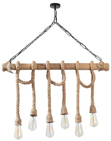 Chandelier Erebos – Preto e Madeira – 80 x 8 cm