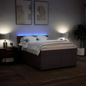 Cama com molas/colchão 160x200 cm tecido castanho-escuro