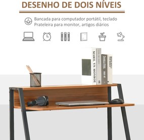 Secretária Mesa de Computador 84x45x85cm com Bancada de Madeira e Pés de Metal Estilo Moderno para Escritório Estúdio Dormitório Carga Máxima 20kg Nog