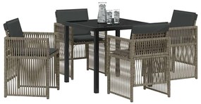 Conjunto de Jantar para Jardim com 5 Peças e Almofadas Cinzas de Ratta