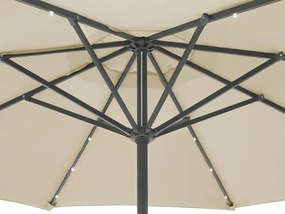 Guarda-sol com iluminação LED e tecido taupe ⌀ 266 cm RAPALLO Beliani