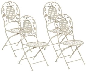 Conjunto de 4 cadeiras de jardim em metal branco sujo BIVIO Beliani