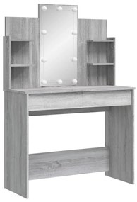 Toucador com luzes LED 96x40x142 cm cinzento sonoma