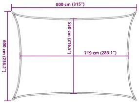Para-sol estilo vela retangular 160 g/m² 6x8 m PEAD laranja