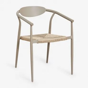 Pack De 4 Cadeiras De Jardim Empilháveis Com Apoios De Braços Em Alumínio E Rattan Sintético Marsha Moka Brown - Sklum