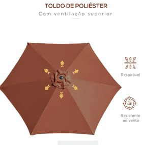 Chapéu de Sol de Jardim Ø260x235cm Chapéu de Sol de Alumínio Reclináve