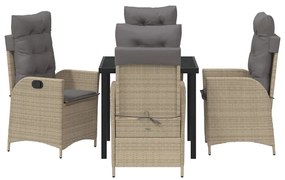 Conjunto de Jantar de Jardim com 5 Peças e Almofadas em Rattan de Poli