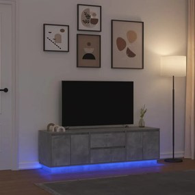 vidaXL Móvel de TV com luzes LED 160,5x41x50 cm cinzento cimento