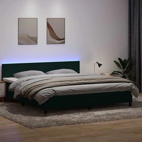 vidaXL Cama box spring c/ colchão e LED 180x210 cm veludo verde-escuro