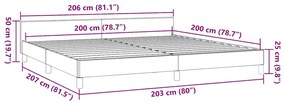 Cama sem colchão 200x200 cm tecido cinzento-acastanhado