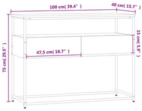 Mesa consola 100x40x75 cm derivados de madeira cinzento sonoma