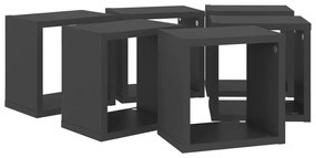 Prateleiras de parede em forma de cubo 6pcs 22x15x22cm cinzento