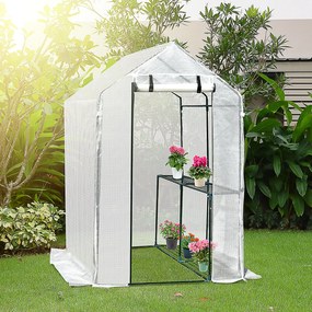 Estufa com prateleiras para flores, cultivo de plantas com porta zip resistente à água UV Malha PE 186x120x190cm