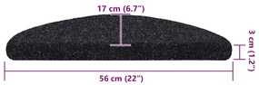 Tapetes de escada autoadesivos 10 pcs 56x17x3 cm preto