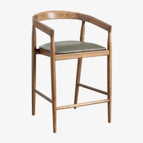 Pacote De 2 Bancos Altos De Couro Visby (70 Cm) Verde Exército - Sklum