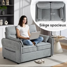Sofá de 2 lugares, sofá de sala em veludo egípcio, 2 almofadas incluídas, bolso lateral, 136 x 81 x 90 cm, cinzento