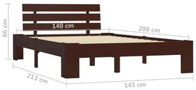 Estrutura de cama 140x200 cm pinho maciço castanho-escuro